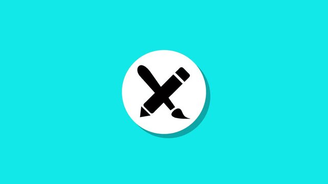 Minimalist art and design icon animation on turquoise background with white circular base for creative projects