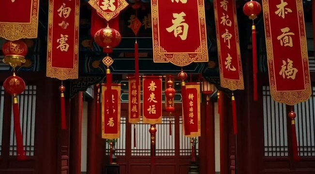 chinese lantern on the wall,Chinese Lunar New Year's Day, decorations