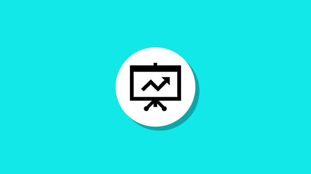 Minimalist growth chart animation on tripod stand with blue background and smooth motion graphics for business presentation