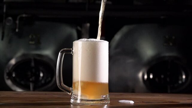 Craft Beer Pour Captured at 1000 Frames per Second in Slow Motion With Foam Formation and Bubbles