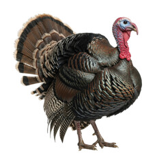Thanksgiving turkey display farm animal portrait isolated on transparent background