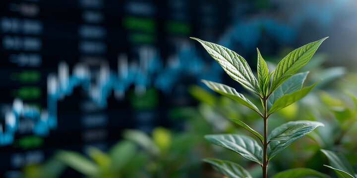 Sustainable esg investing trends in nature financial growth green environment close-up viewpoint