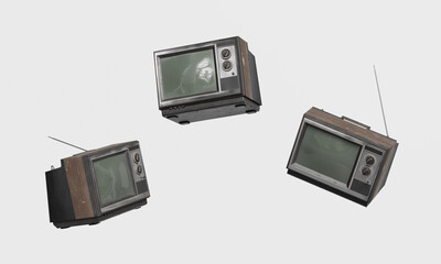 안테나가 있는 빈티지 CRT 텔레비전 Vintage CRT Television with Antenna