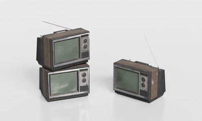 안테나가 있는 빈티지 CRT 텔레비전 Vintage CRT Television with Antenna