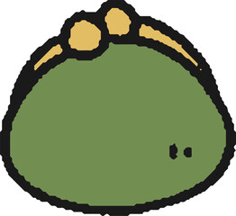 緑色のがま口財布の手描きイラスト
