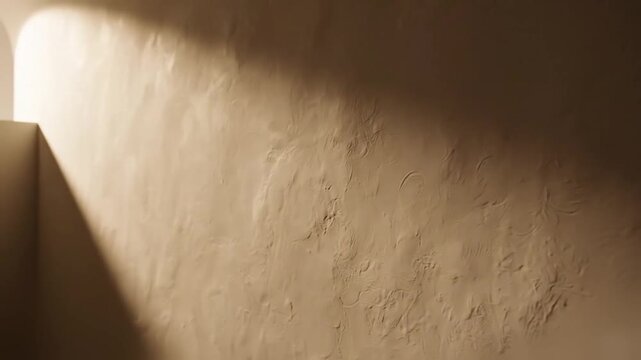 soft plaster wall in warm off white with a faint crescent shaped light glow generous negative space subtle shadow gradient and pure stillness serene editorial backdrop