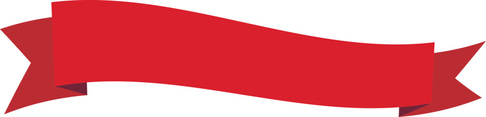 Obraz premium Red banner ribbon strip with flat bent design. Banner, label, and button style. Red ribbon tape decoration shape, isolated on a transparent background. Suitable for use on websites and brochures.