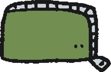 緑色の長財布の手描きイラスト
