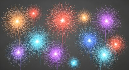 Fototapeta premium Vibrant fireworks display in the night sky. Chinese New Year 2026 Celebration.