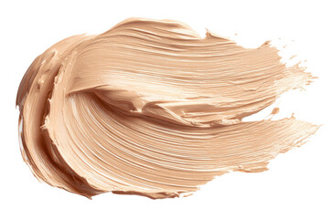 Creamy beige makeup foundation swatch texture isolated on transparent background. Creamy makeup foundation swatch brush strokes textured isolated on white background.