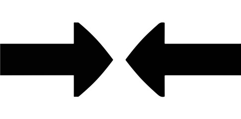 Dwa czarne strzałki zbliżające się do siebie na białym tle, symbolizujące konflikt lub zbieżność.