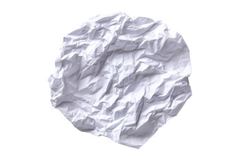 Fototapeta premium Crushed white paper ball isolated on transparent background. Crumpled white paper ball isolated on white background.