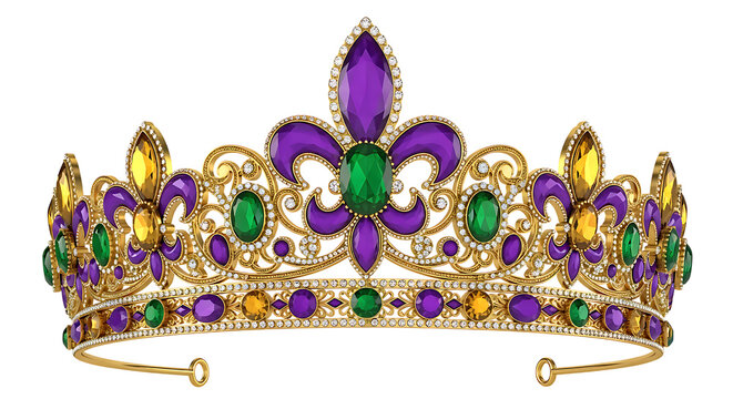 Ornate tiara with jewels isolated on transparent background
