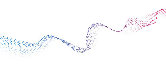 Fototapeta premium Flowing Dot Wave halftone gradient pattern on transparent background 