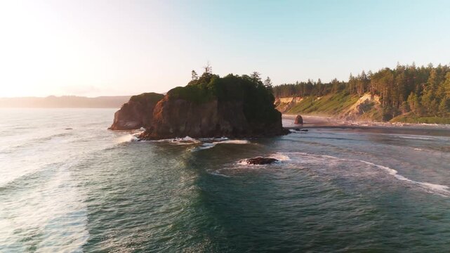 Stunning Sunset At Washington States Coastline