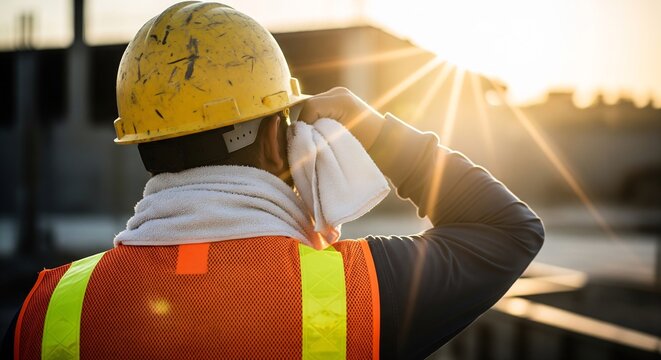 Construction worker taking a break on a sunny day