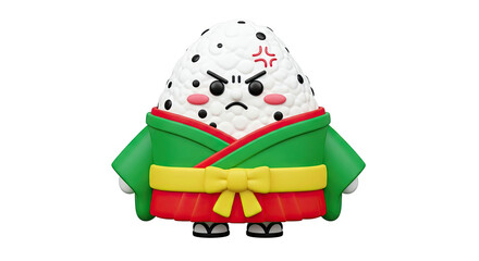 Angry Onigiri Character in Kimono