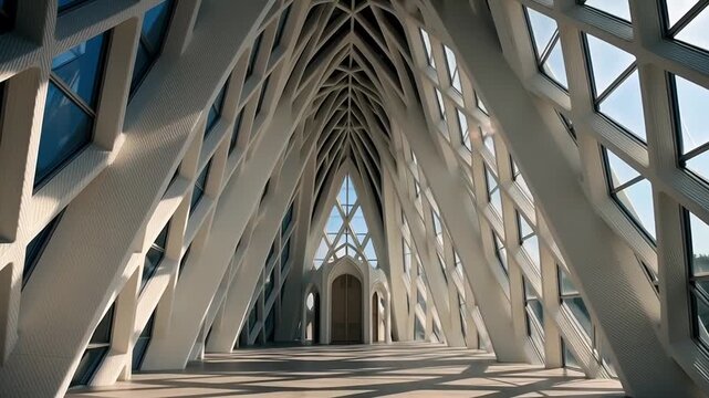 Futuristic architecture with geometric patterns shadows