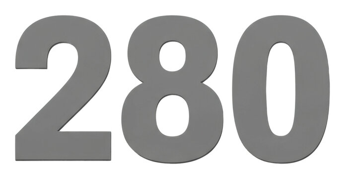 Stylish gray house numbers 280 modern design home minimalist isolated on transparent background