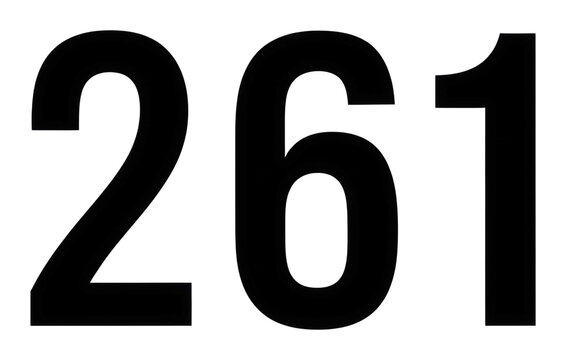 Displaying number 261 in bold typography graphic design modern isolated on transparent background