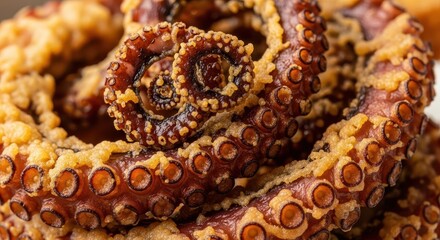 Crispy golden battered seafood tentacles prepared as a savory appetizer dish