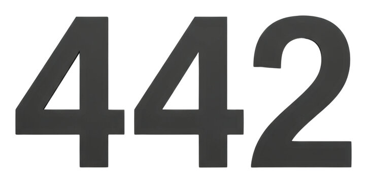 Display of number 442 in bold typography graphic design isolated on transparent background