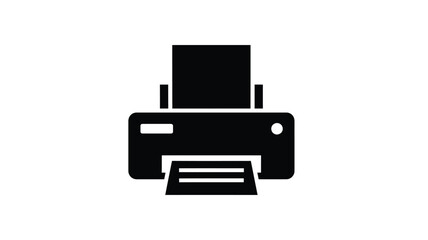 a simple black and white printer icon design with a modern aesthetic silhouette