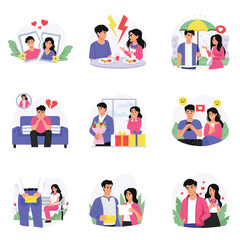 Cheating in Relationship Vector Flat Illustration Set 1