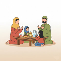 Muslim families gather and pray when breaking the fast.