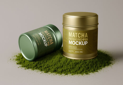 Matcha Packaging Mockup for Creative Design and Branding Projects