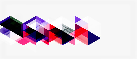Obraz premium Abstract geometric shapes overlap, creating dynamic visual effect. Colors include purple, red, black, white. Minimalist design.