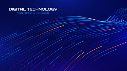 Fototapeta premium Cyber Big Data Flow Particles Bokeh. Digital Neural Network. Concept of AI Artificial Intelligence Technology Machine Deep Learning. Digital Communication. Science Technology Presentation Vector.