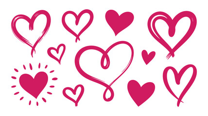 Hand-drawn heart illustrations set