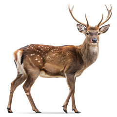 Fototapeta premium Deer looking into the camera, Deer isolated on white background, Deer