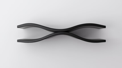 Obraz premium A black abstract sculpture with a wave-like design.