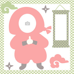 可愛い忍者の顔はめフォトフレーム