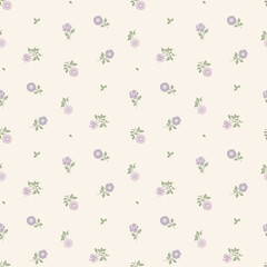 seamless floral pattern, ditsy flower textile pattern, small fabric print in elegant style on light background, timeless floral, soft ditsy flower. surface design for wallpaper pattern,fabric, fashion © kurapika