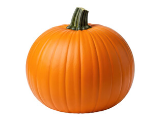 Obraz premium Bright orange pumpkin with deep ridges and stem, isolated on transparent background for autumn harvest or halloween decoration