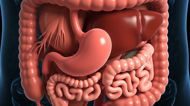 Human anatomy of the digestive system 3D medical illustration