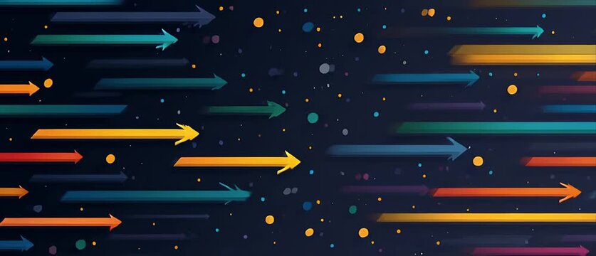 Abstract arrow background vdo loop colorful motion graphic pattern direction speed line dynamic energy flow gradient stripe digital dark space futuristic night sky design vibrant dot
