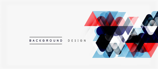 Obraz premium Abstract geometric shapes overlap. Red, blue, gray tones create modern design element. Minimalist style, clean background present.