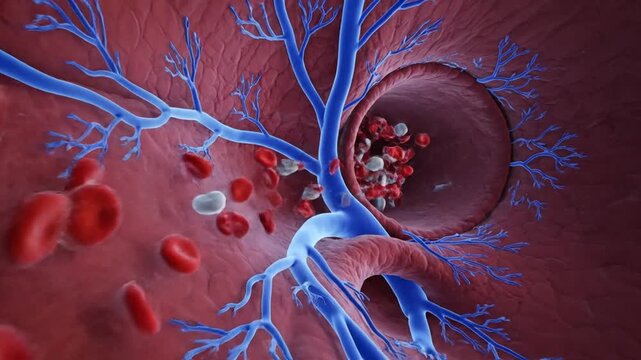 Human Anatomy Blood Cells Flowing Through Vessel Microcirculation