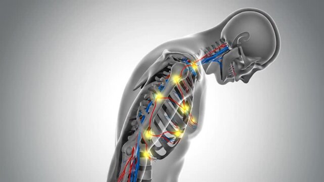 Medical visualization of human anatomy chest and spine structure