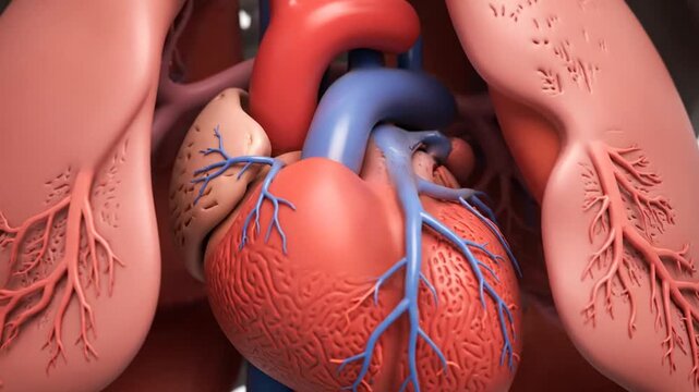 Human anatomy heart and lungs internal organs 3D medical illustration