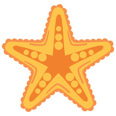 Cartoon Illustration of Orange Starfish