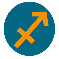 Obraz premium Sagittarius Zodiac Symbol on Blue Circle.