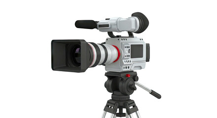 Professional Camcorder with Microphone on Tripod