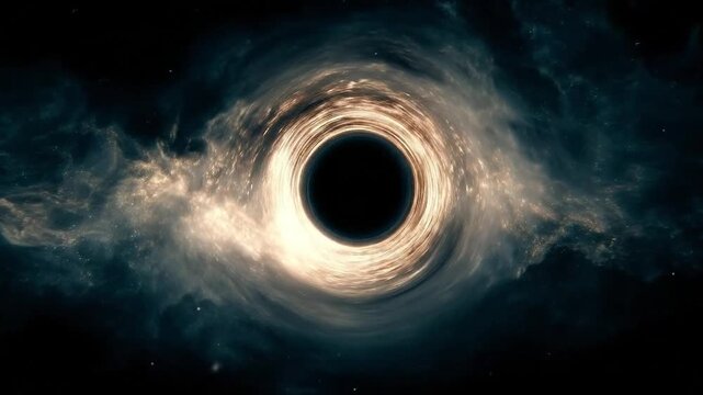 Black hole in space flat view.