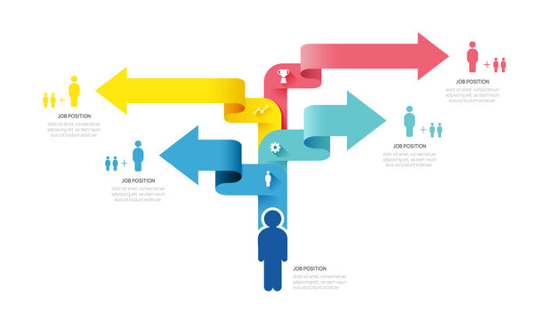 Infographic template for organization chart with business 4 avatar icons. vector infographic.