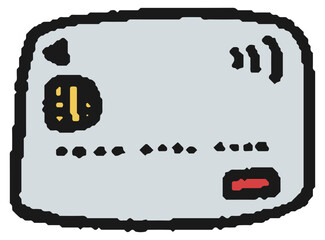 タッチ決済ができるクレジットカード/デビットカードの手描きイラスト